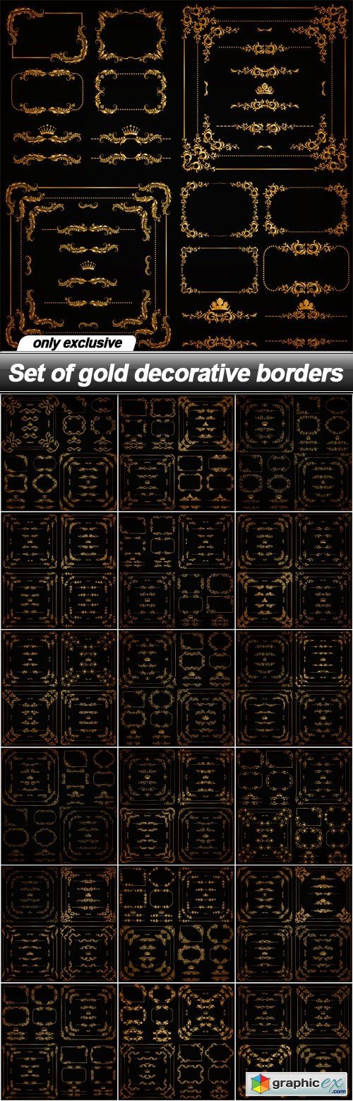 Set of gold decorative borders - 19 EPS
