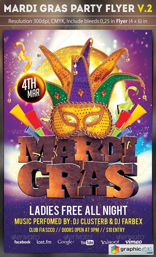 Mardi Gras Party Flyer v.2