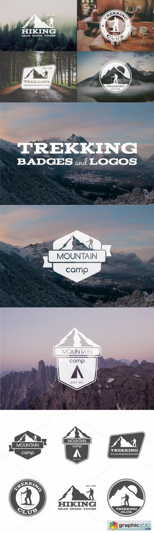 6 Trekking Adventure Badges & Logos