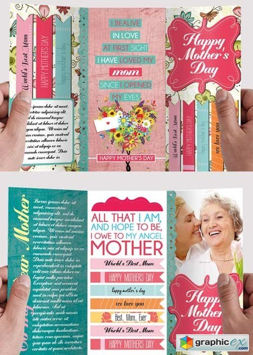Mothers Day  Premium Tri-Fold PSD Brochure Template