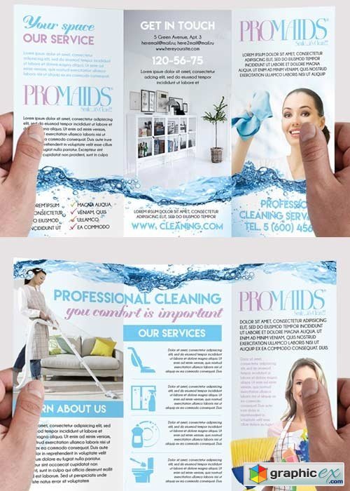 Cleaning Service Premium Tri-Fold PSD Brochure Template