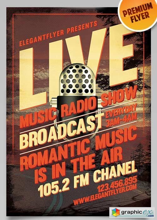 Radio Show V1 Flyer PSD Template + Facebook Cover
