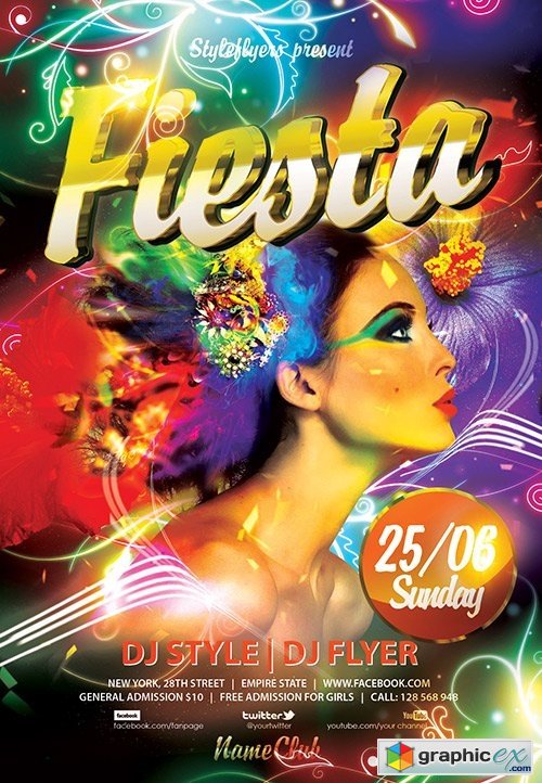 Fiesta PSD Flyer Template + Facebook Cover