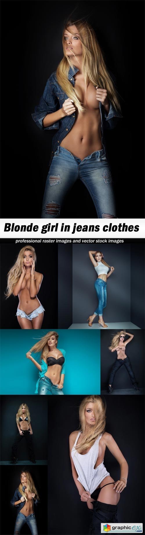 Blonde girl in jeans clothes-7xJPEGs