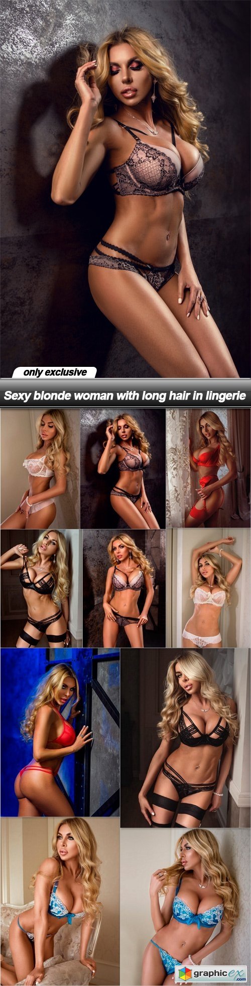 Sexy blonde woman with long hair in lingerie - 10 UHQ JPEG