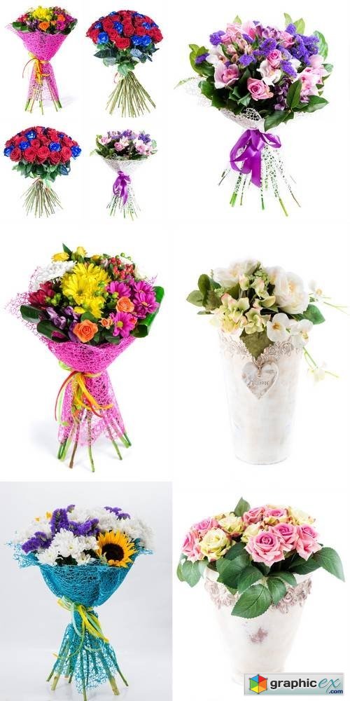 Bouquet of Mix Flowers Isolated