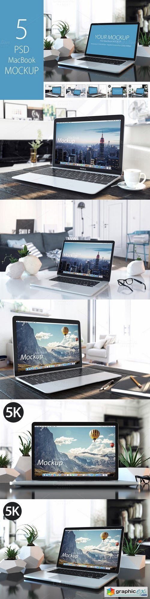 5 PSD Mockup Apple MacBook