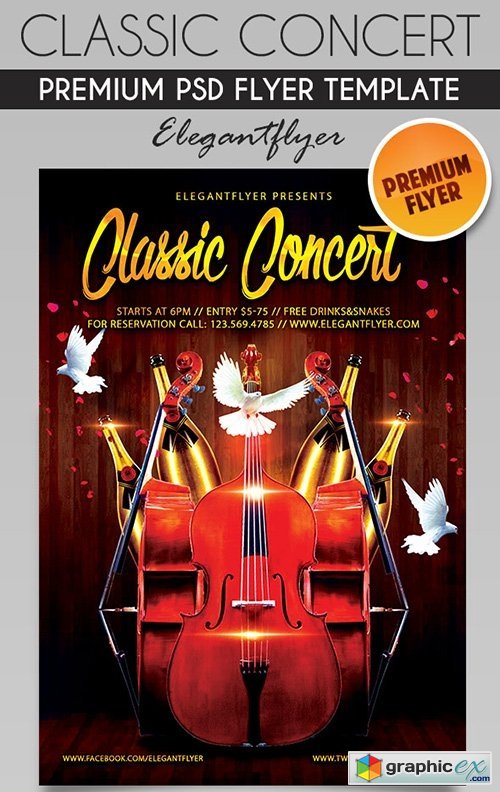 Classic Concert  Flyer PSD Template + Facebook Cover