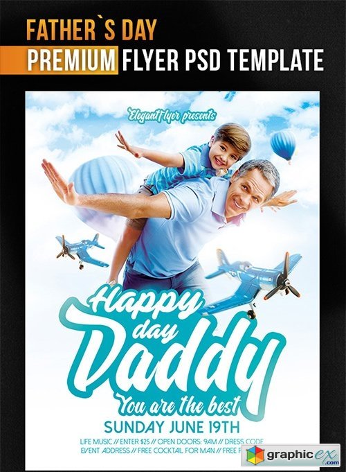 Father's Day  Flyer PSD Template + Facebook Cover