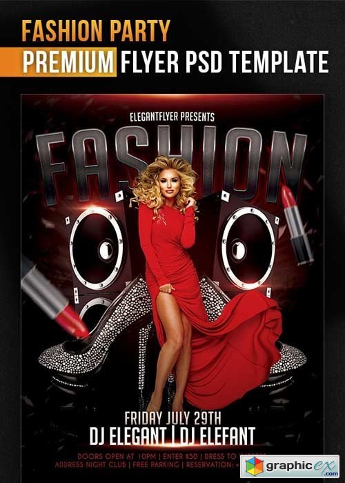 Fashion Party Flyer PSD Template + Facebook Cover