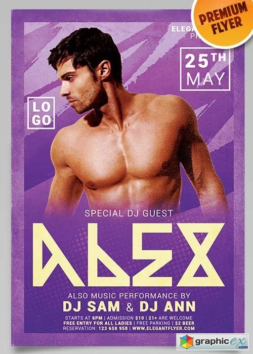 Dj Alex  Flyer PSD Template + Facebook Cover