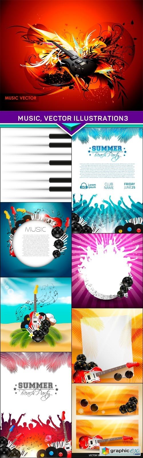Music, vector illustration 3 9x EPS