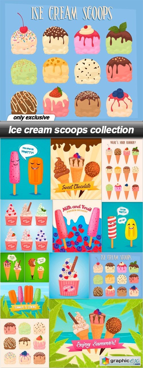 Ice cream scoops collection - 13 EPS