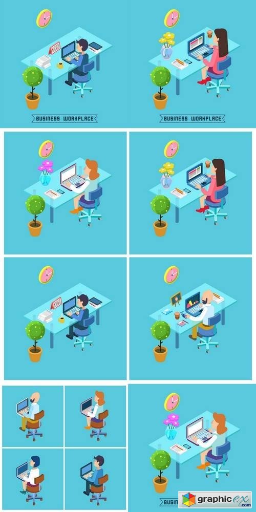 Modern Workplace - Isometric Office