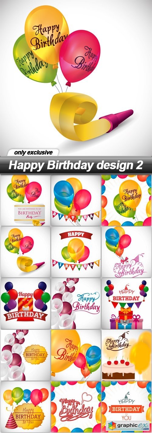 Happy Birthday design 2 - 15 EPS