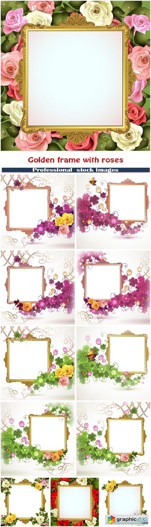 Golden frame with roses