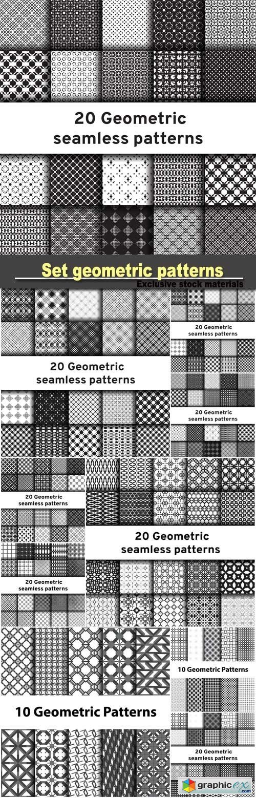 Set of vector geometric seamless texture