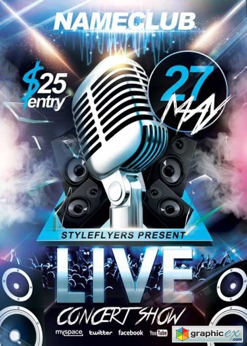 Live Concert Show PSD Flyer Template