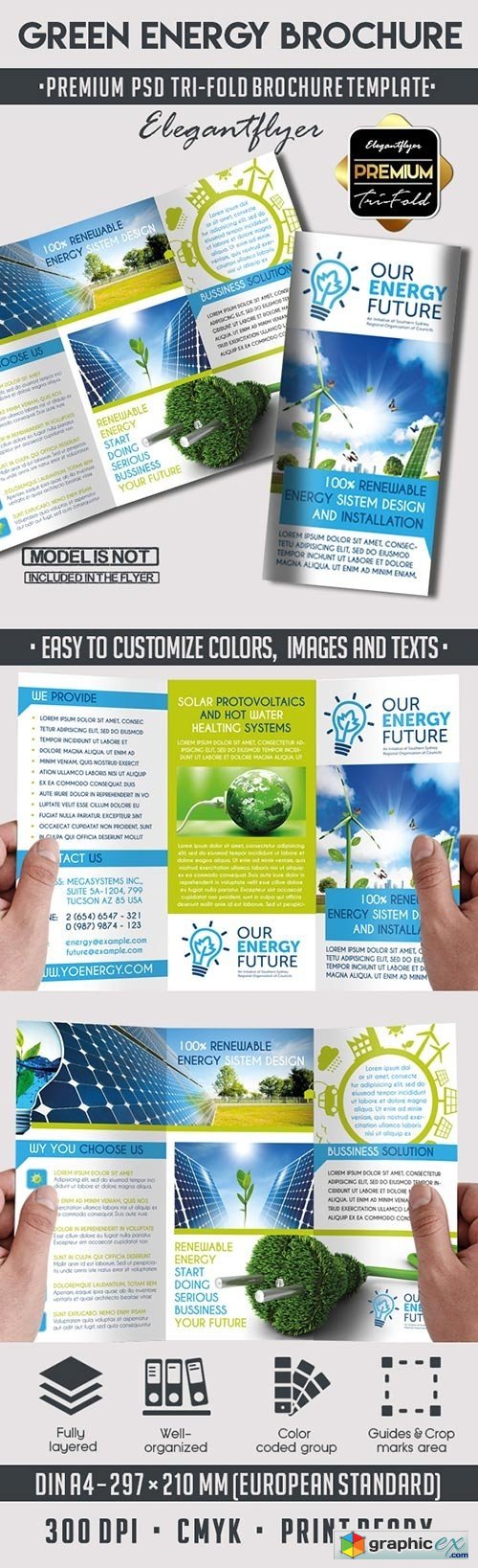 Green Energy  Premium Tri-Fold PSD Brochure Template