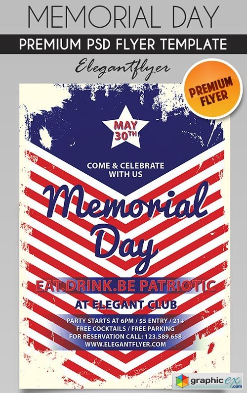 Memorial Day  Flyer PSD Template + Facebook Cover