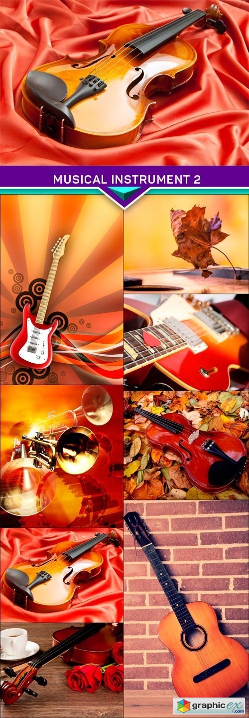 Musical instrument, red orange background 2 8x JPEG
