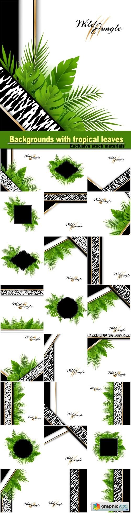 Abstract backgrounds with tropical leaves