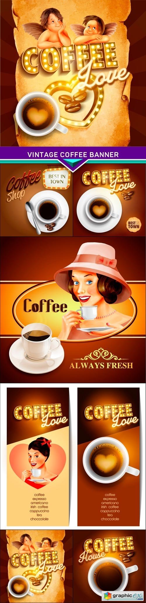 Vintage coffee banner 6x EPS