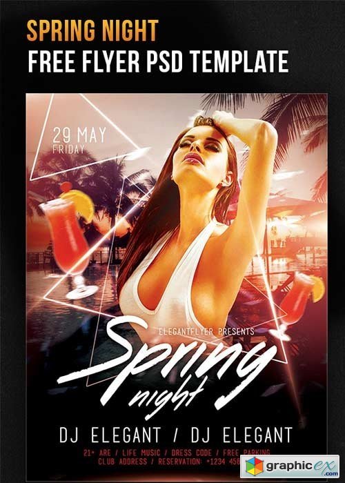 Spring Night V12 Flyer PSD Template + Facebook Cover