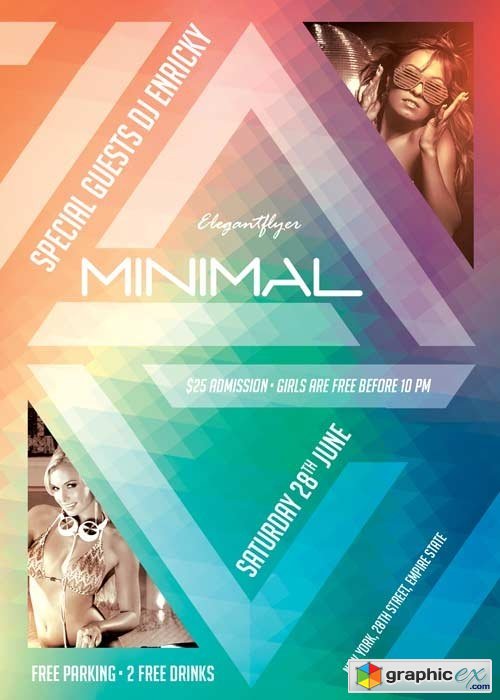 Minimal Party V9 Flyer PSD Template + Facebook Cover