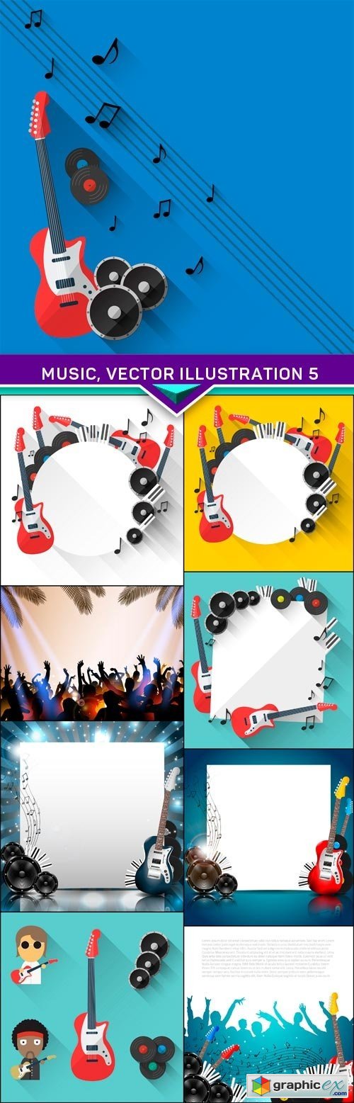 Music, vector illustration 5 9x EPS