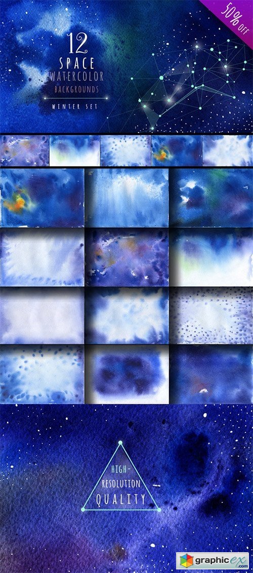 Watercolor Space Backgrounds