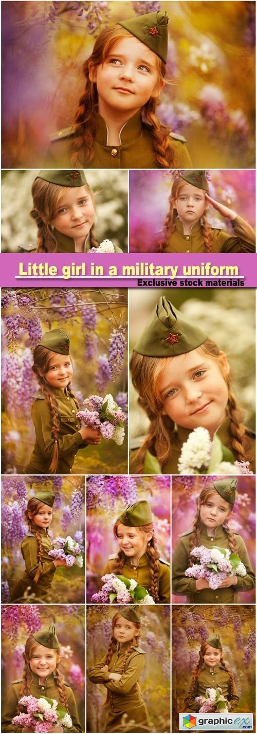 Cute little girl in a military uniform
