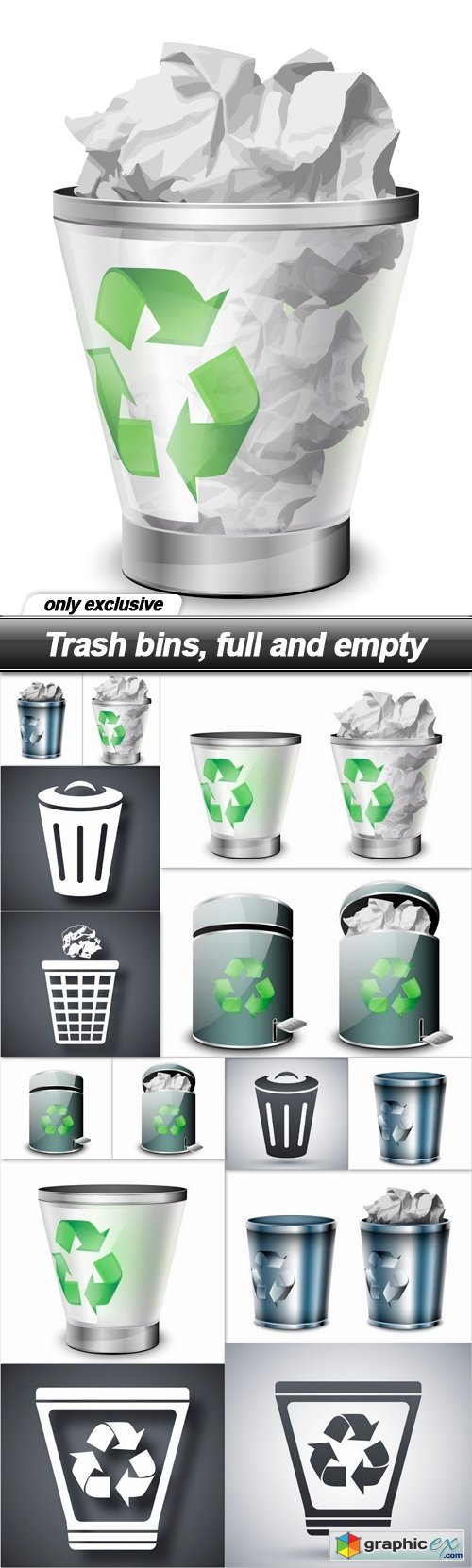 Trash bins, full and empty - 14 EPS