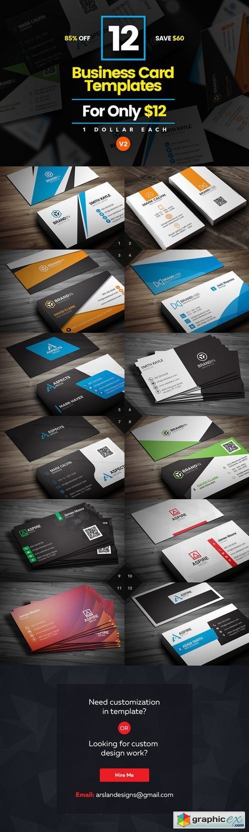 12 Modern Business Cards - Bundle v3