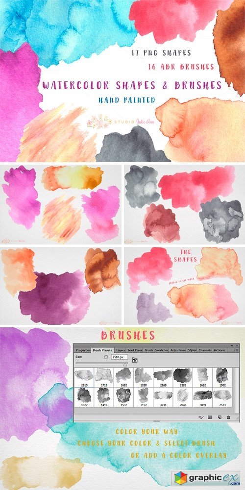 Watercolor Splotches Shapes Brushes