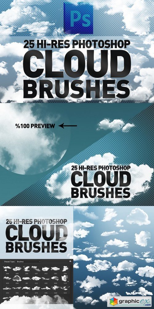 25 Hi-Res Cloud Brushes