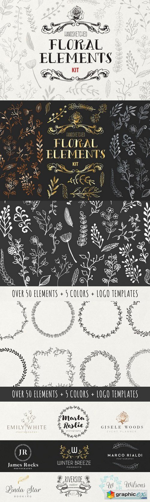 Handsketched Floral Elements Kit 670723