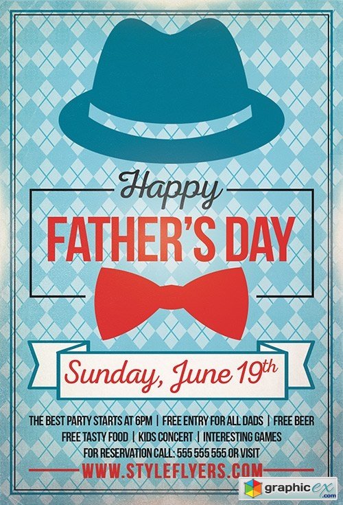 Happy Fathers Day PSD Flyer Template + Facebook Cover