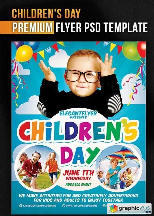 Childrens Day V2 Flyer PSD Template + Facebook Cover