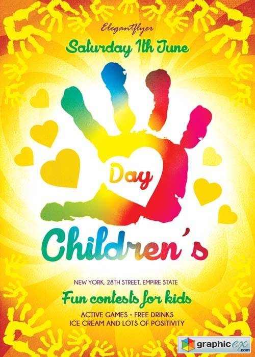 Childrens Day V1 Flyer PSD Template + Facebook Cover