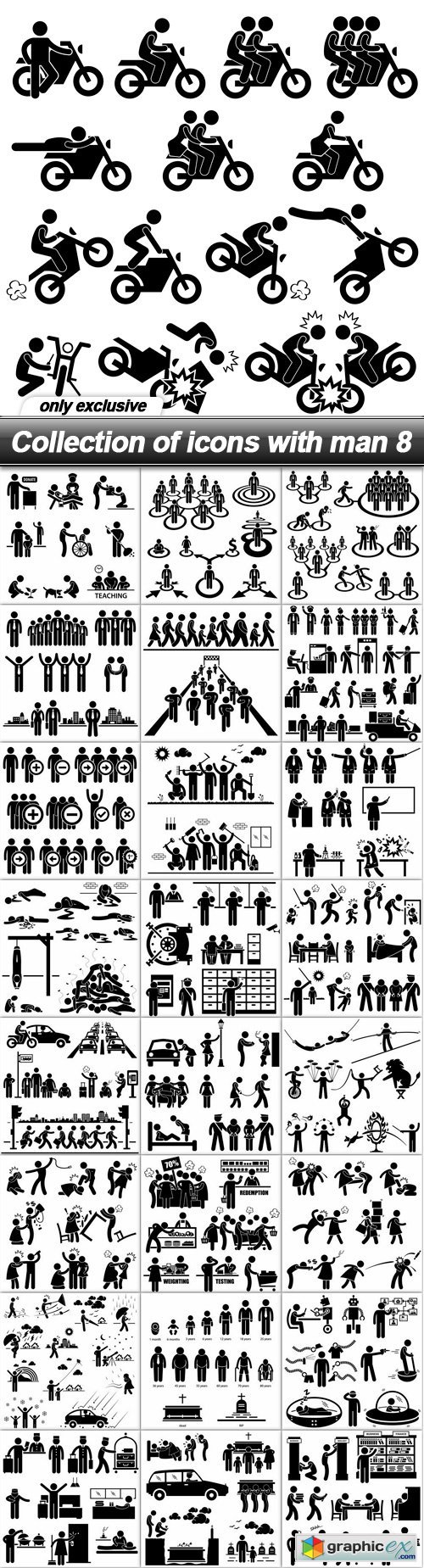 Collection of icons with man 8 - 25 EPS
