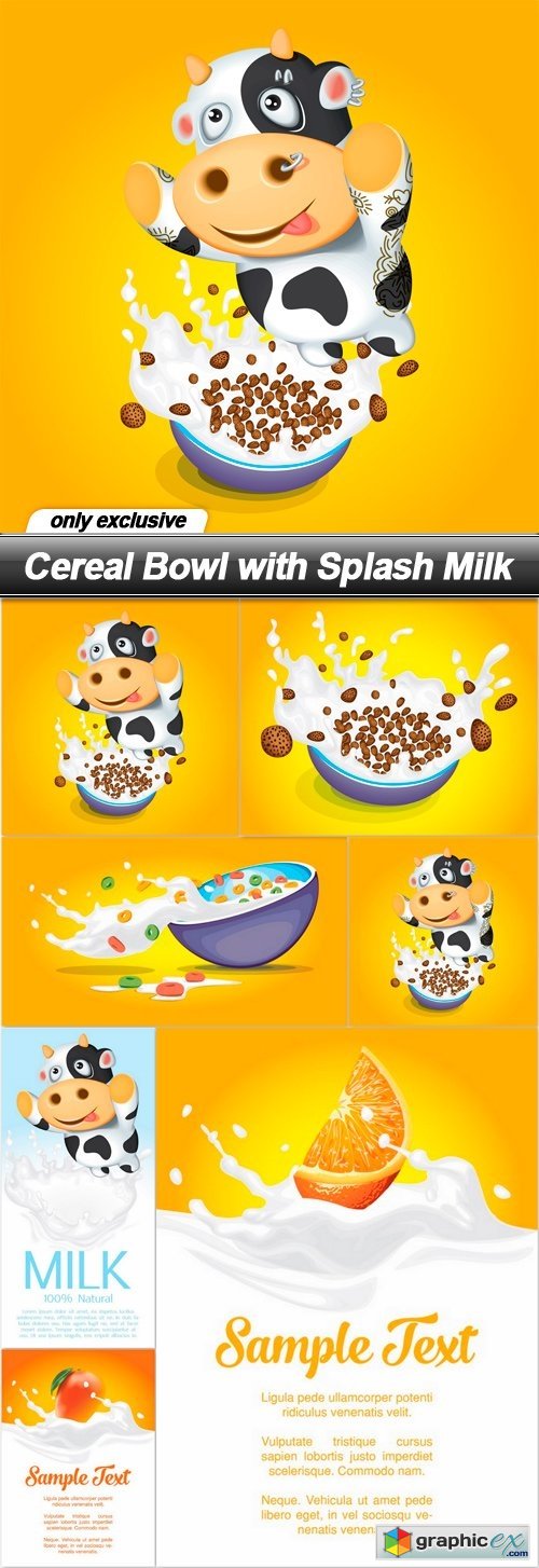 Cereal Bowl with Splash Milk - 7 EPS
