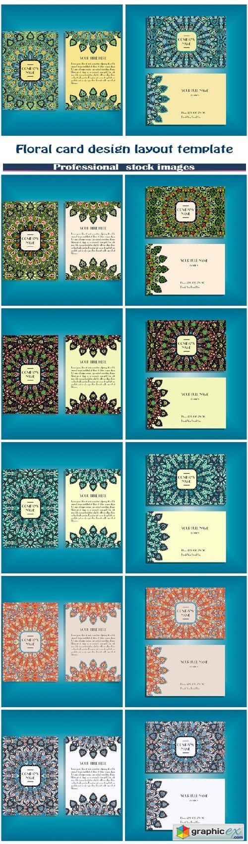 Floral card design layout template
