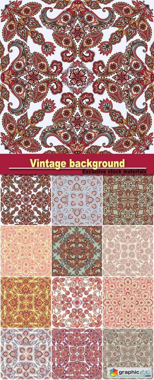Vintage background with floral patterns, vector texture