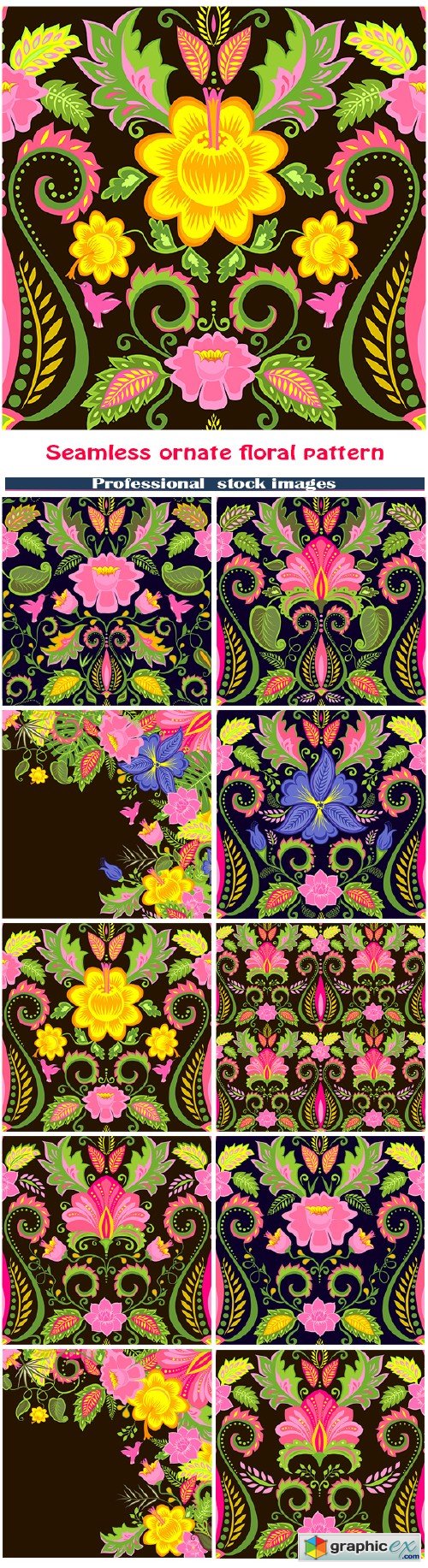 Seamless background with ornate floral pattern