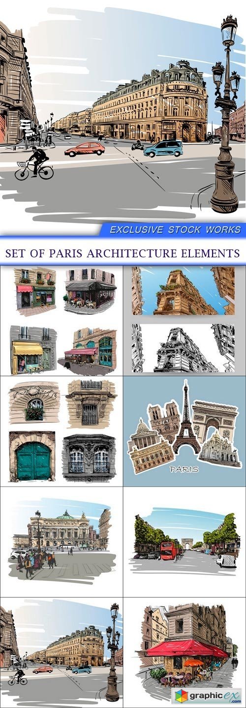 Set of Paris architecture elements 9X EPS