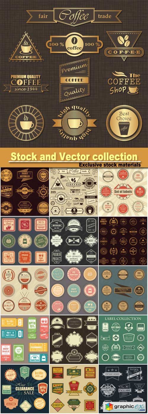 Vintage labels vector, design elements