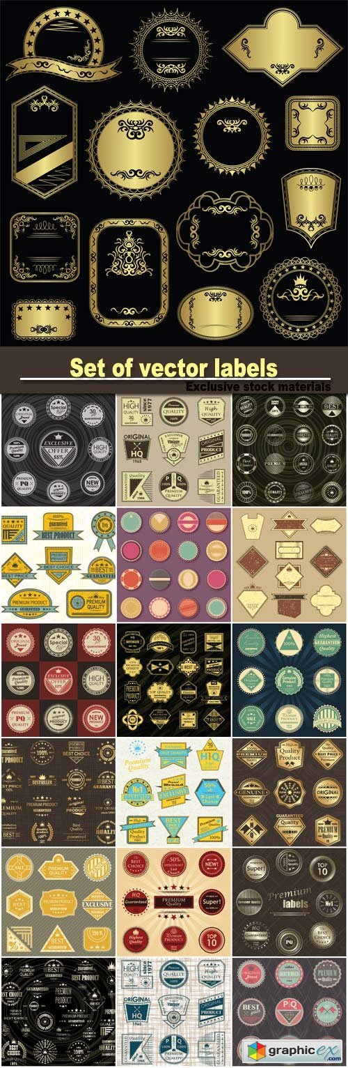 Set of vector labels, vintage elements