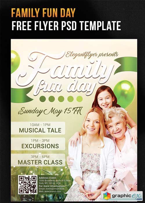 Family Fun Day V1 Flyer PSD Template + Facebook Cover