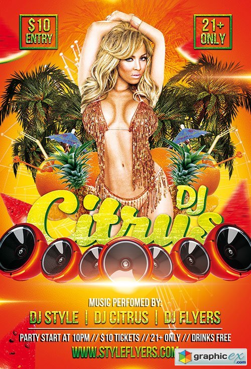 DJ Citrus PSD Flyer Template + Facebook Cover